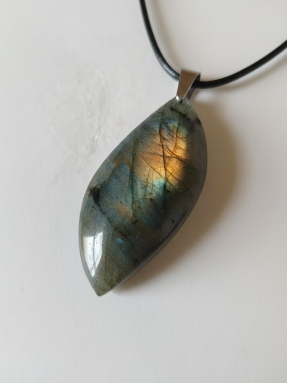 Raw Labradorite Pendant Necklace Natural Crystal Jewelry Unisex Boho